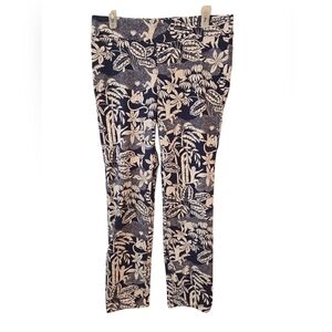 J. McLaughlin MONKEY-TROPICAL PRINT STRETCH PULL-ON PANTS. ANKLE LENGTH. SIZE 12
